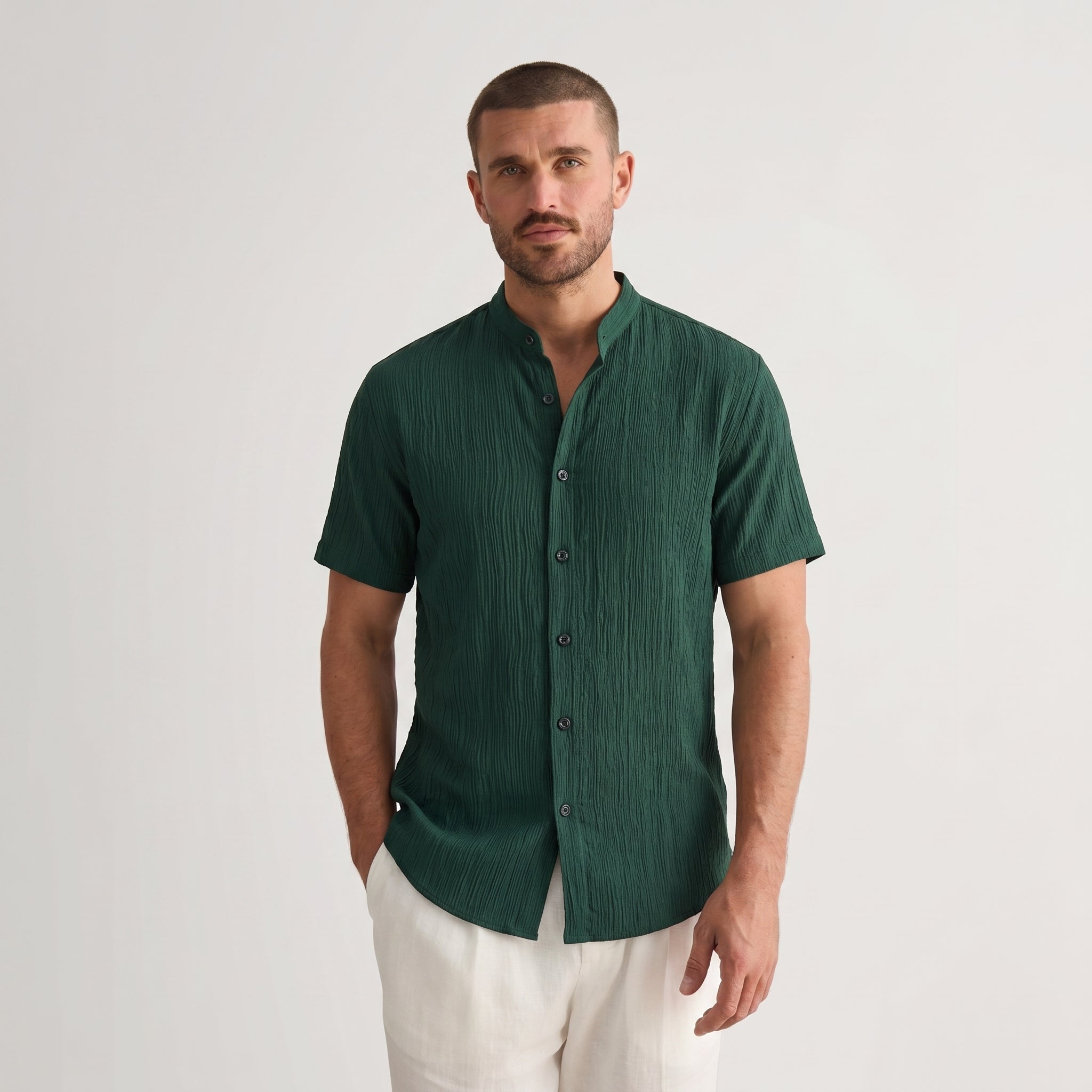 Montague Minimal Band Collar Shirt