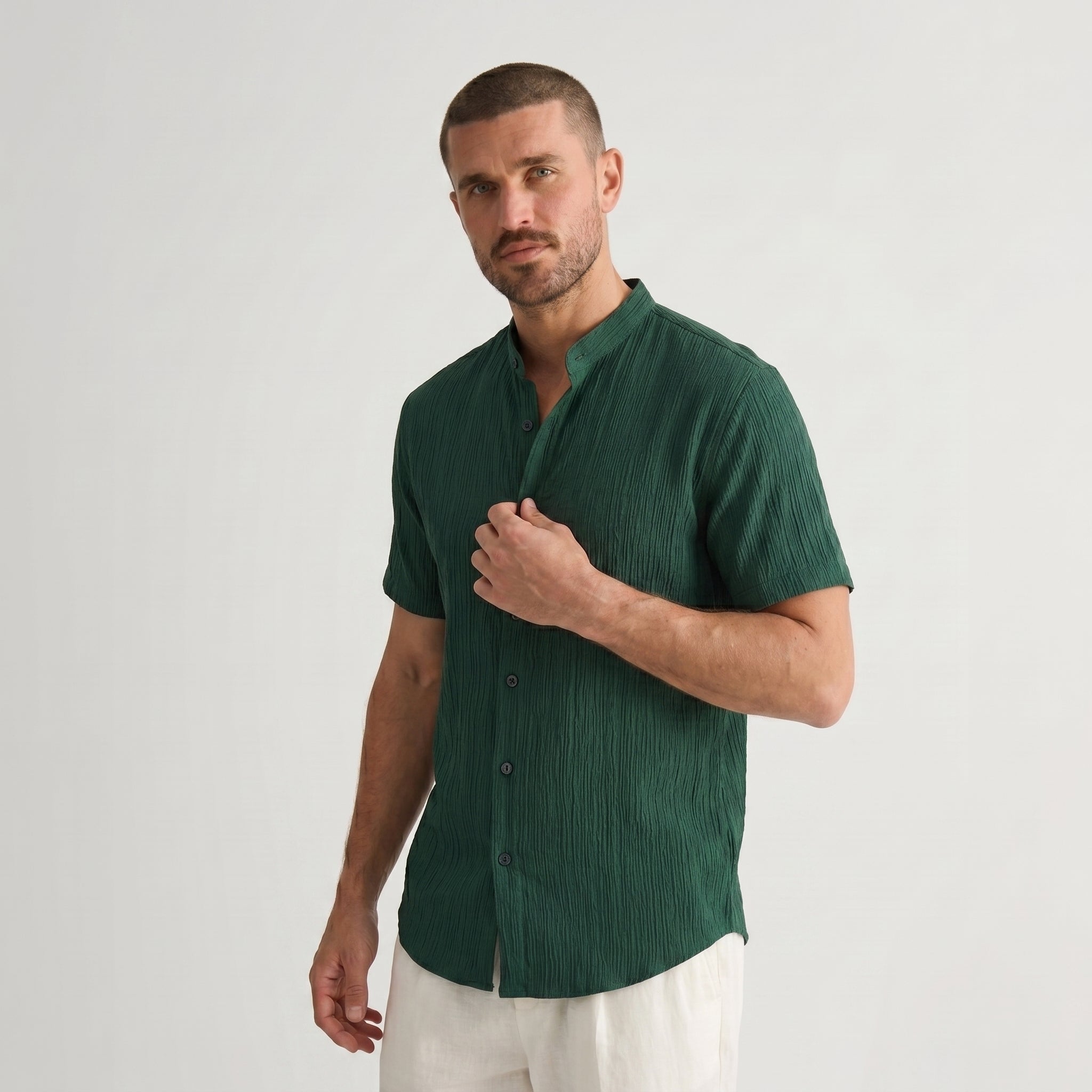 Montague Minimal Band Collar Shirt