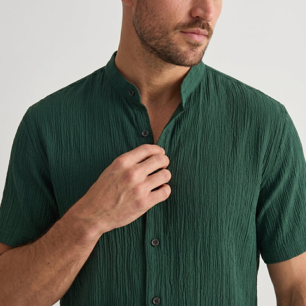 Montague Minimal Band Collar Shirt