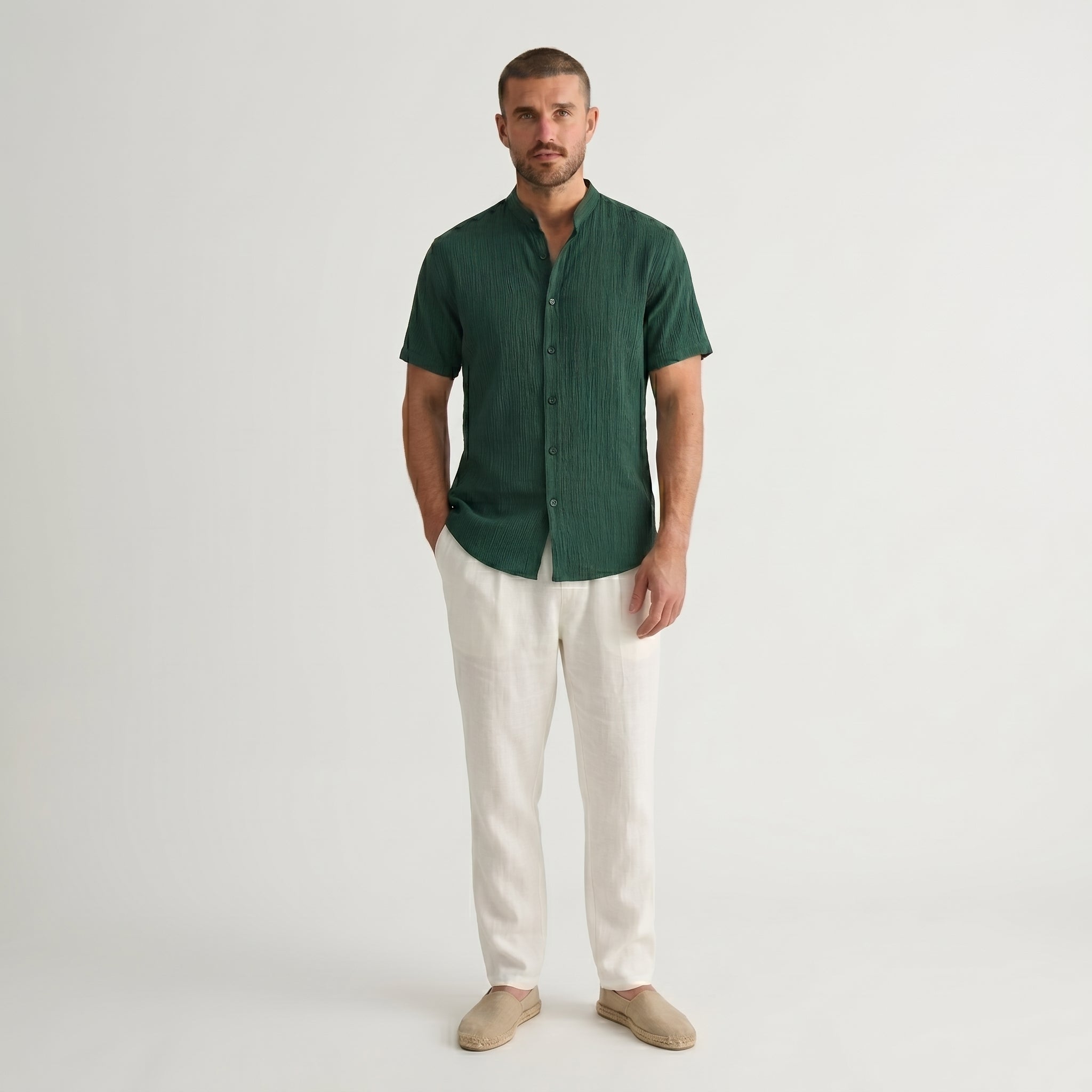 Montague Minimal Band Collar Shirt
