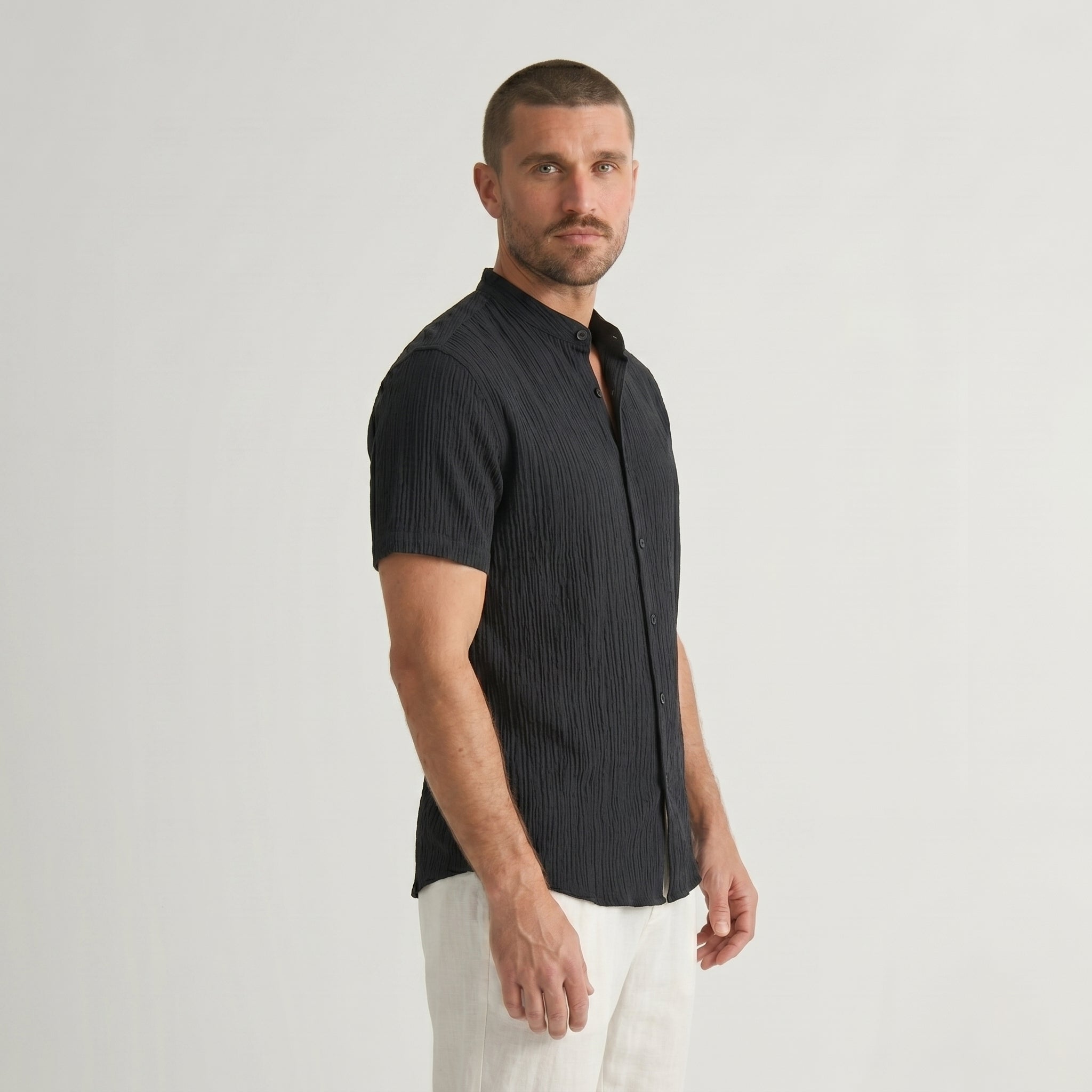 Montague Minimal Band Collar Shirt