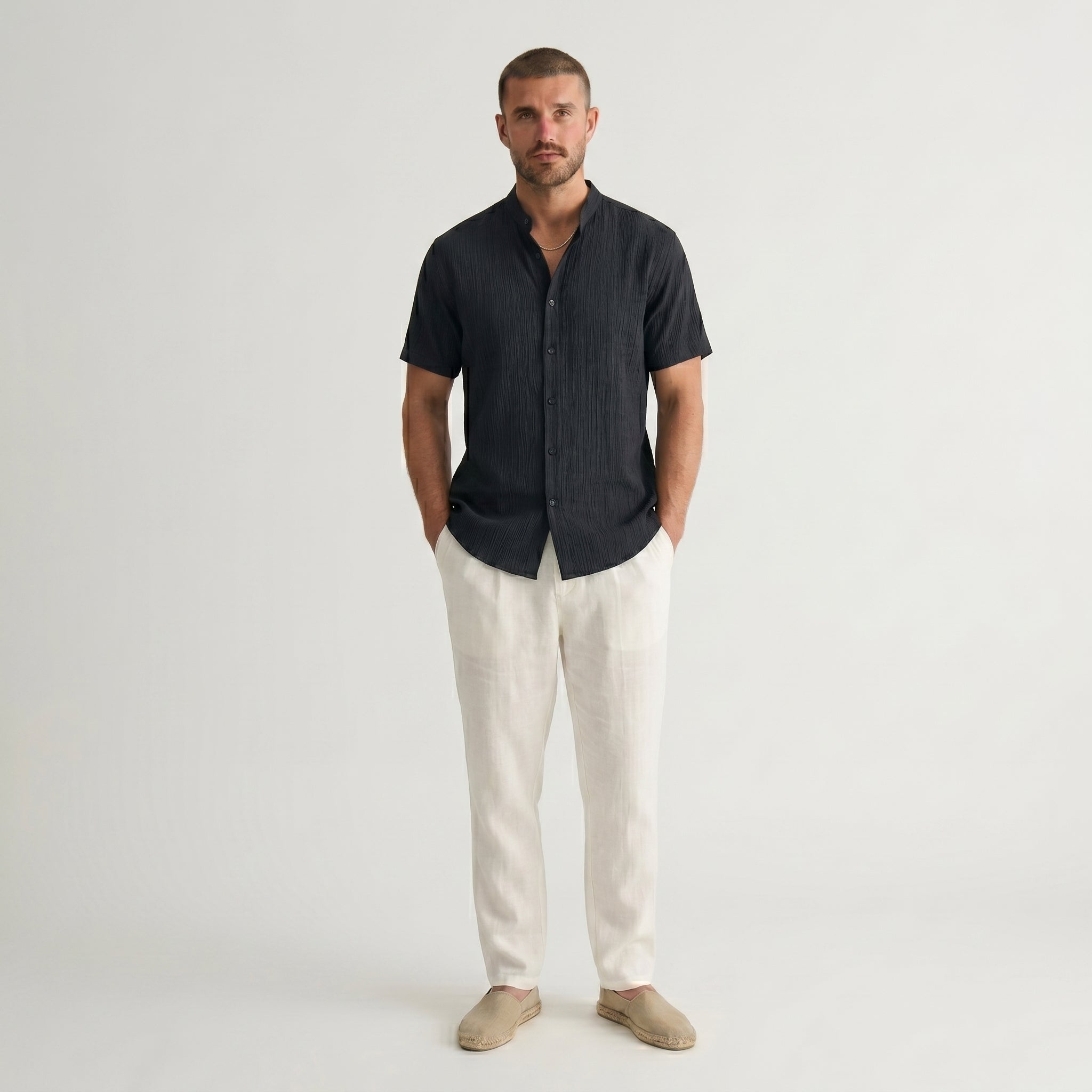 Montague Minimal Band Collar Shirt
