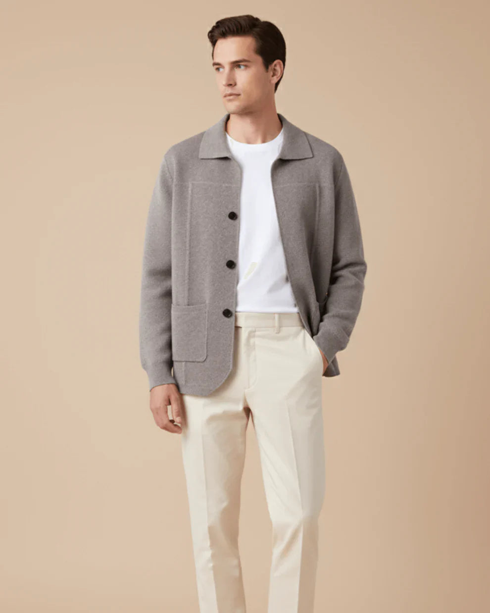 Rowell Cashmere Button Overshirt