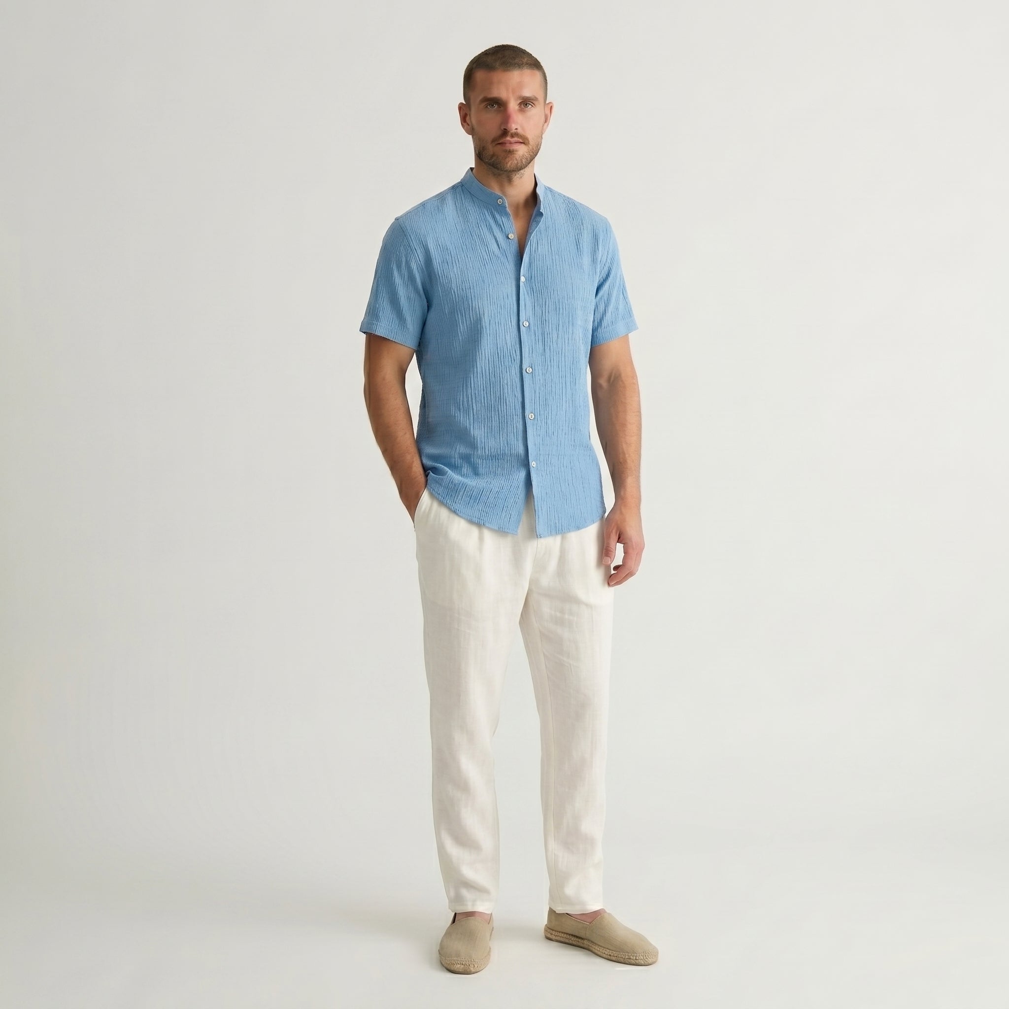 Montague Minimal Band Collar Shirt