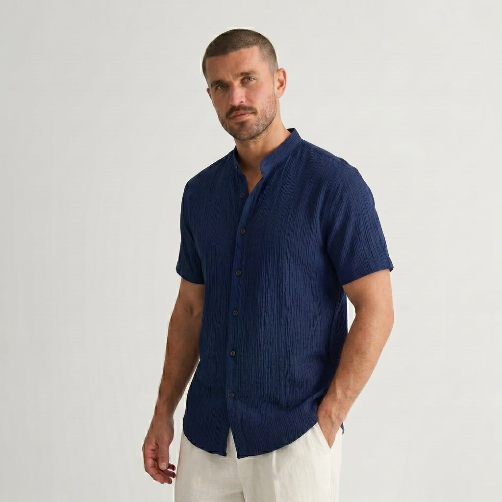 Montague Minimal Band Collar Shirt
