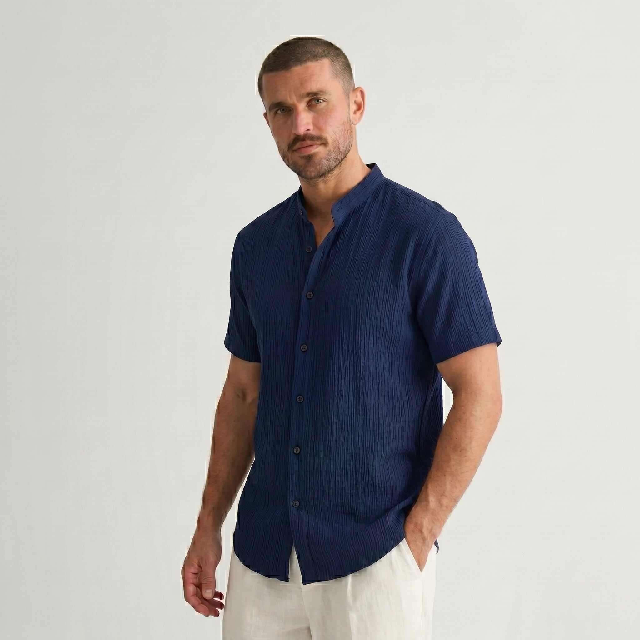 Montague Minimal Band Collar Shirt