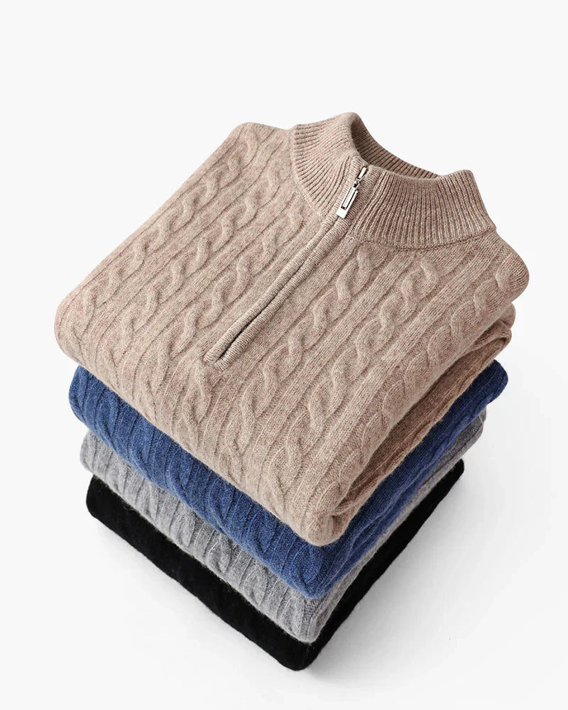 Rowell Cashmere Cable Half-Zip