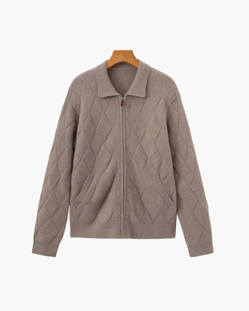 Rowell Diamond Knit Zip Cardigan