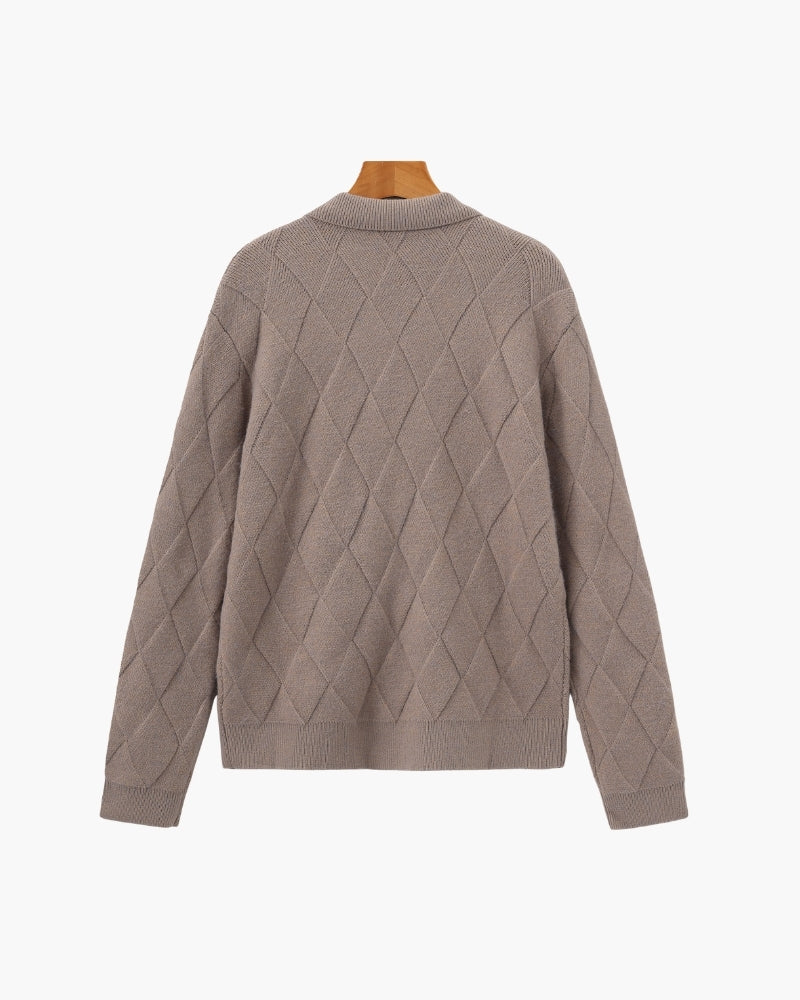 Rowell Diamond Knit Zip Cardigan