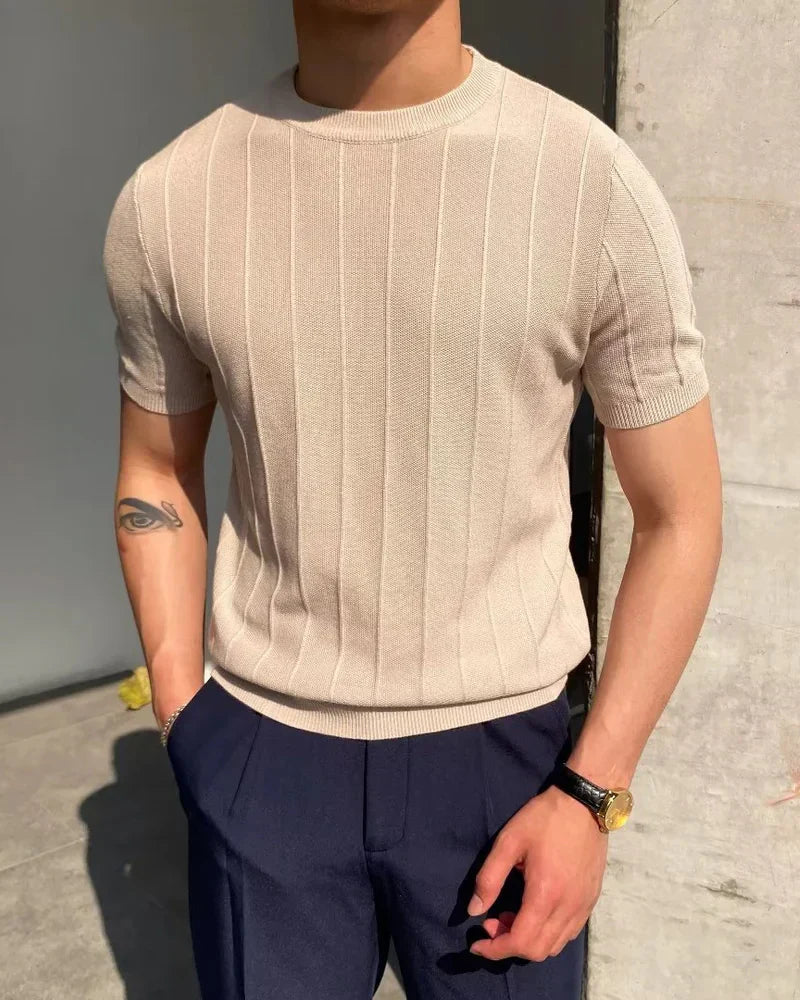 Ribbed Knit T-Shirt