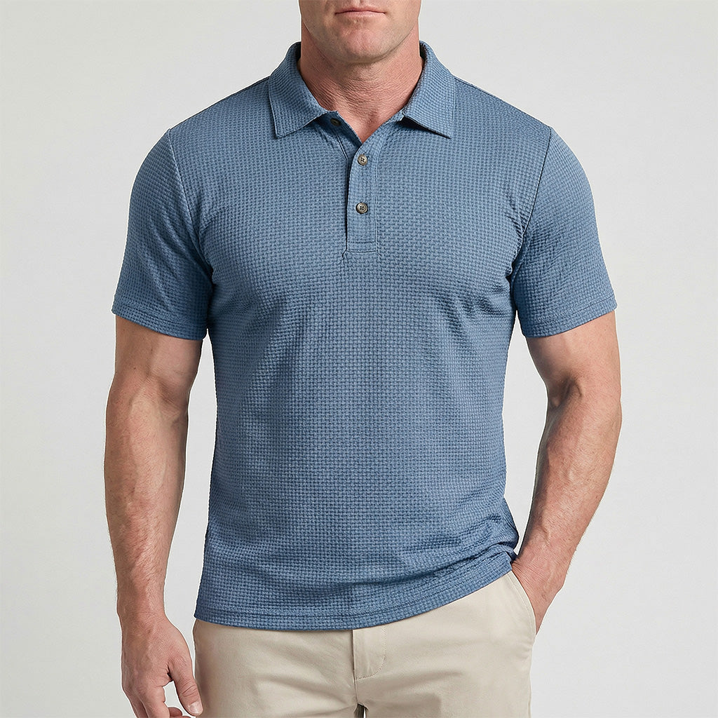Capri Montague Textured Silk Polo Shirt Anti-Wrinkle