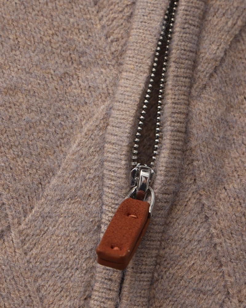 Rowell Diamond Knit Zip Cardigan