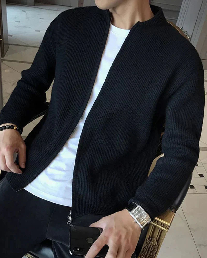 Rowell Rib Knit Zip Cardigan