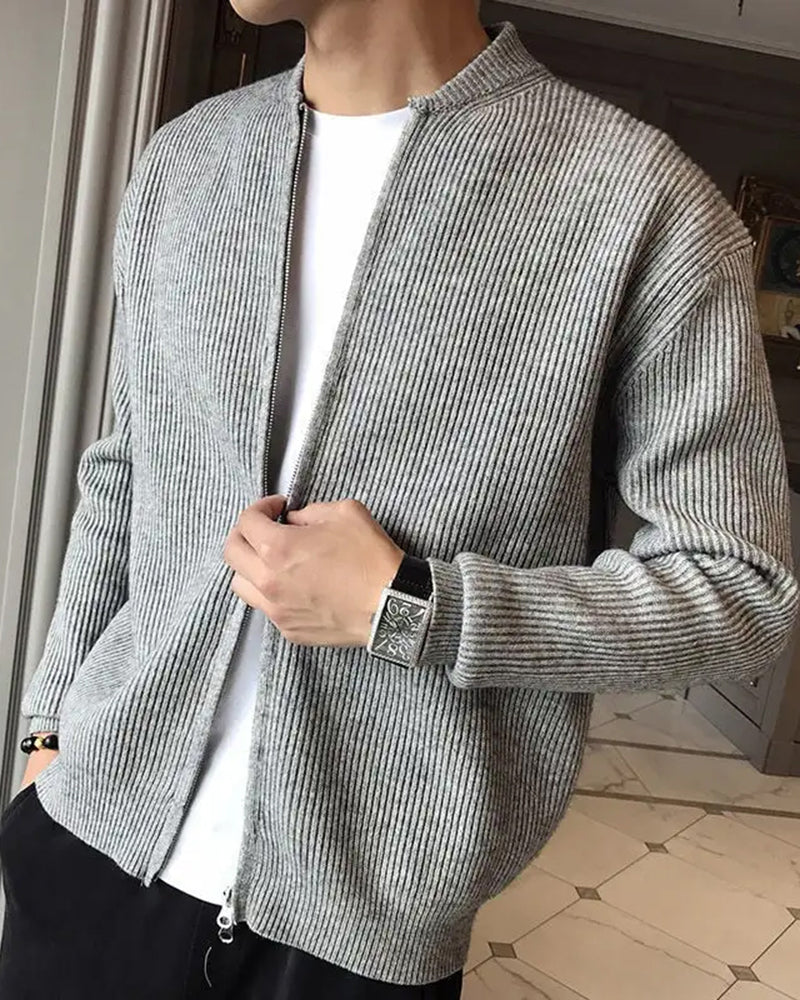 Rowell Rib Knit Zip Cardigan