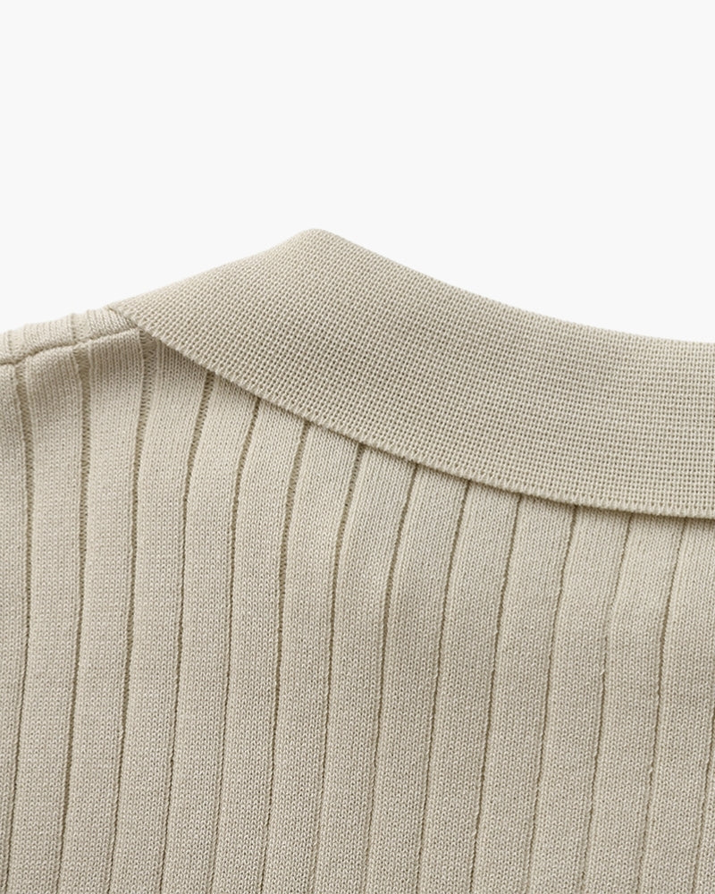 Premium Ribbed Knit Polo