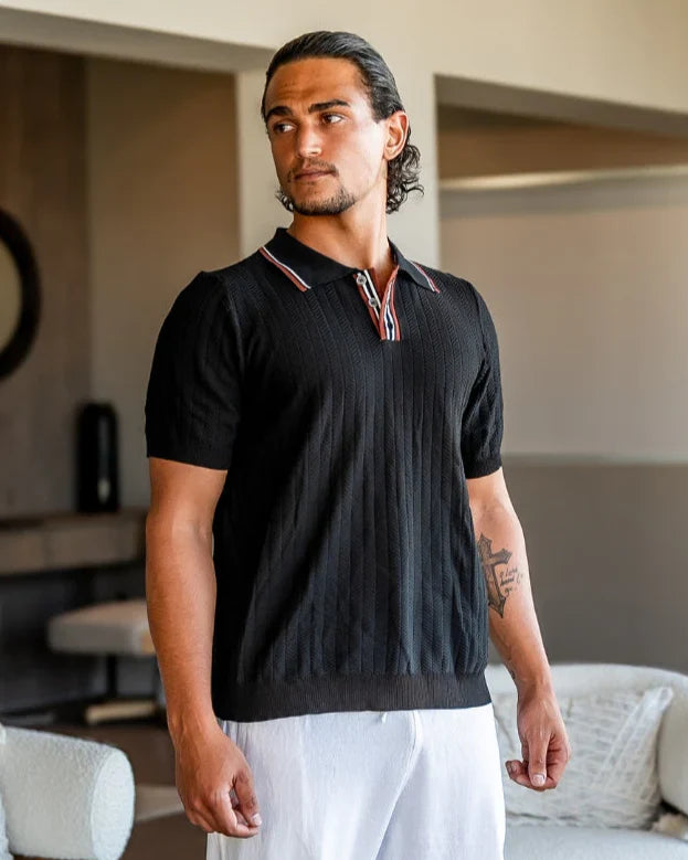 Rowell Cable Knit Polo