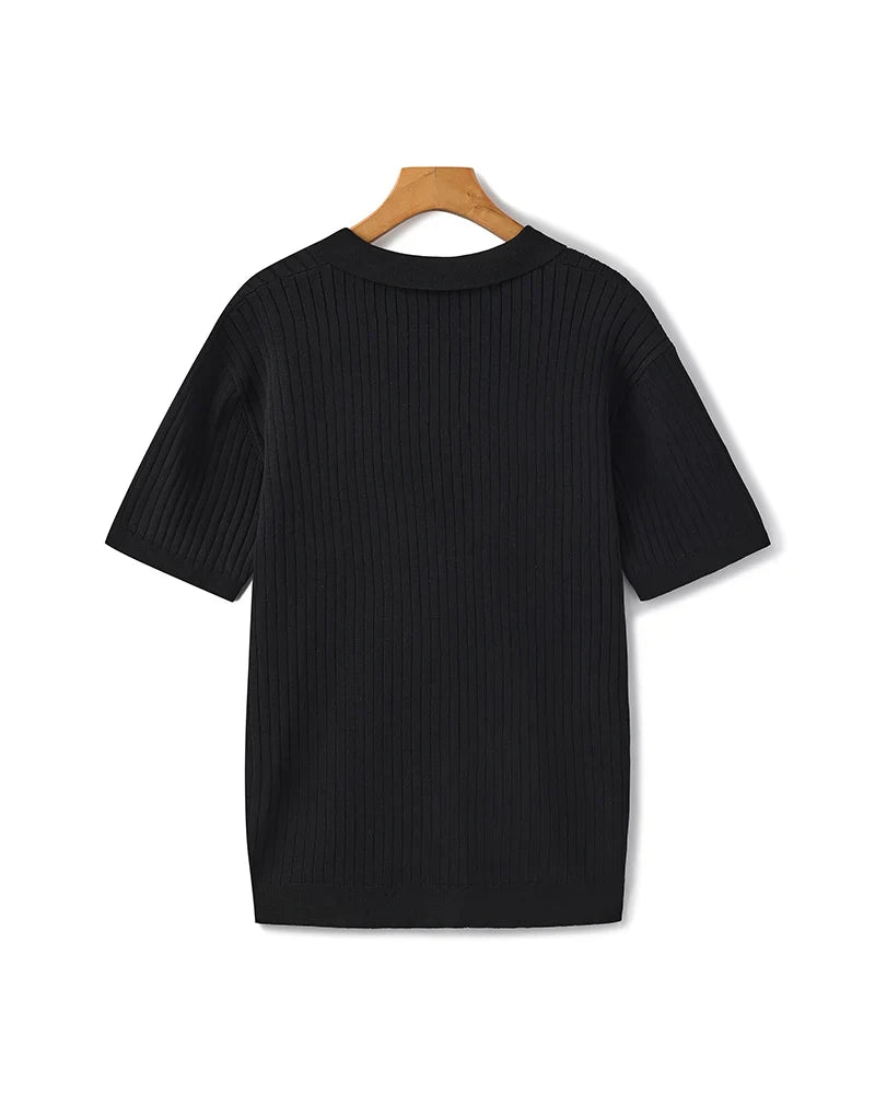 Premium Ribbed Knit Polo
