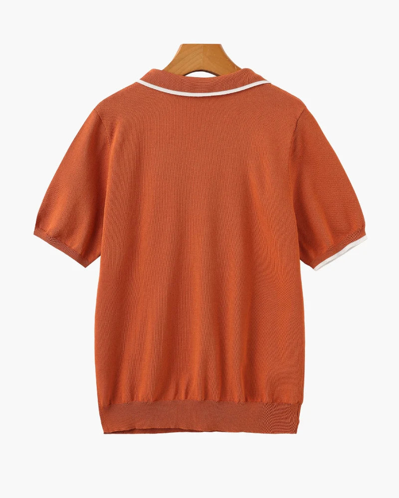 Contrast Edge Knit Polo