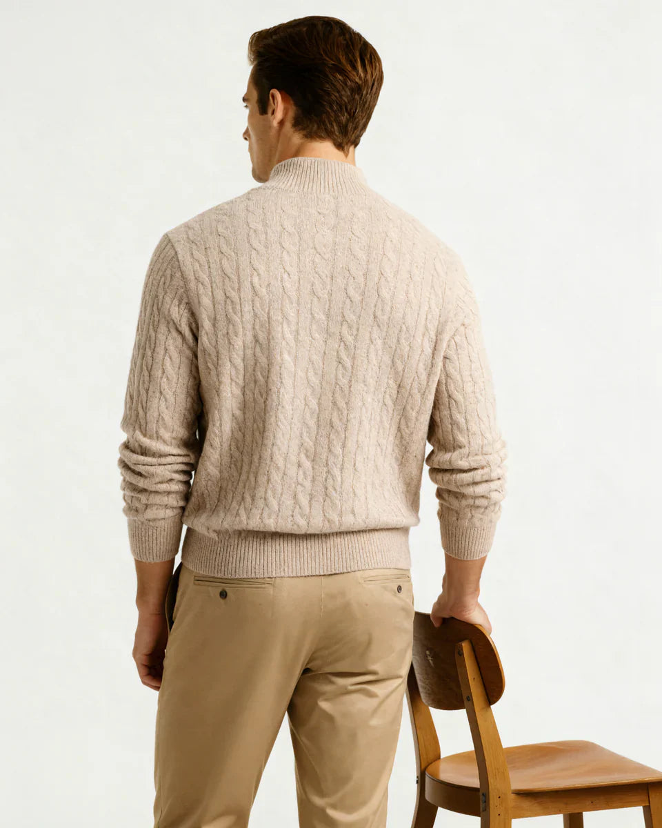 Rowell Cashmere Cable Half-Zip