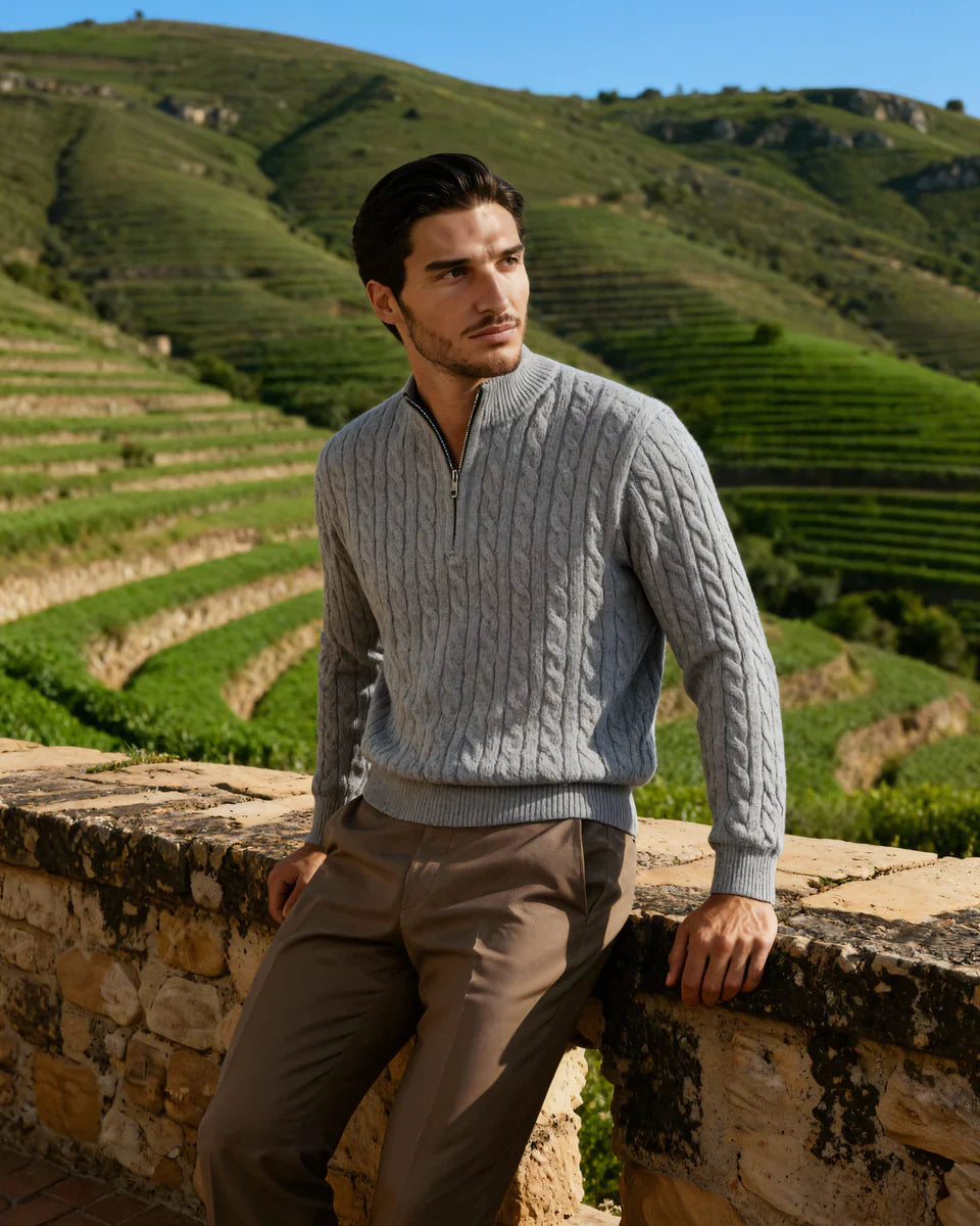 Rowell Cashmere Cable Half-Zip