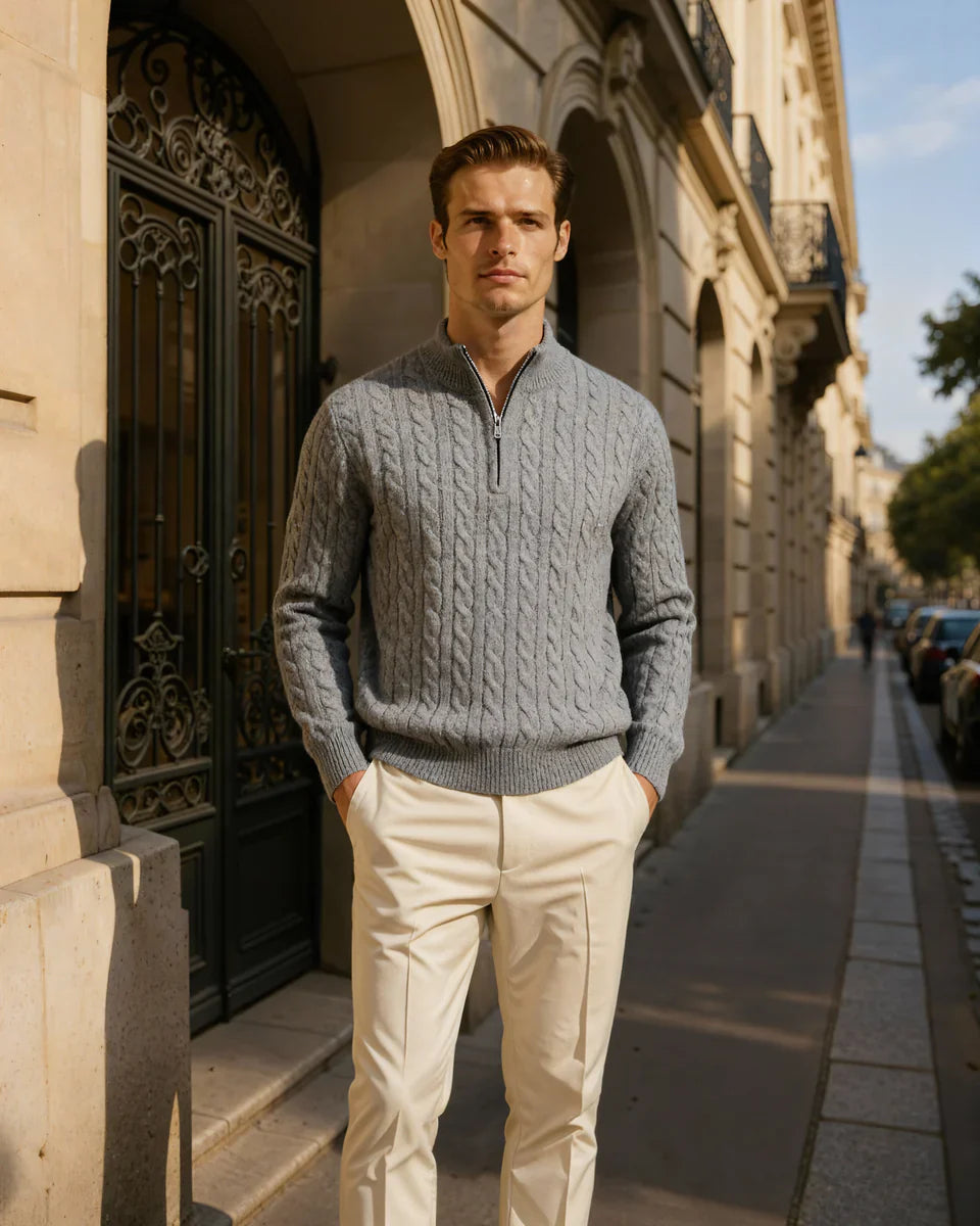 Rowell Cashmere Cable Half-Zip