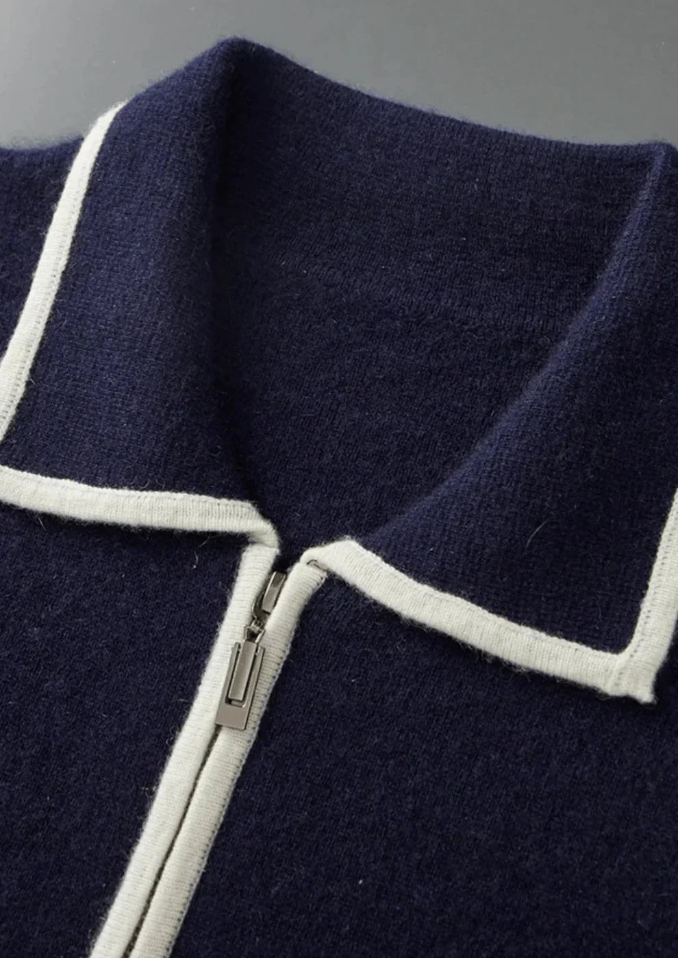 Refined Contrast Polo Cardigan